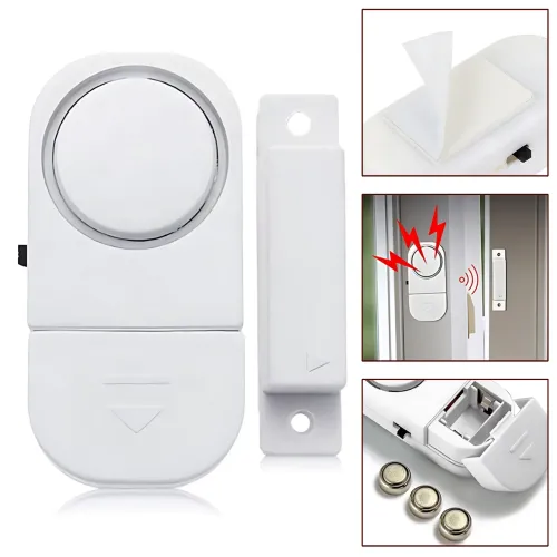 Бездротова сигналізація для дверей і вікон MA663 Door and Window Alarm, звуковий датчик 120 дБ, живлення від батарейок, білий
