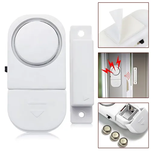 Бездротова сигналізація для дверей і вікон MA663 Door and Window Alarm, звуковий датчик 120 дБ, живлення від батарейок, білий