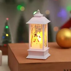 Праздничный фонарь-домик с LED подсветкой 802, зимний декор, ночник, игрушка на ёлку, батарейки в комплекте, 13 см, 4 вида Красный