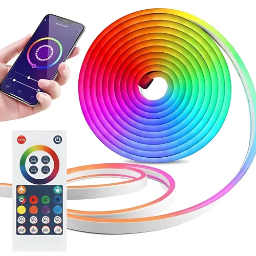 Гнучка світлодіодна неонова стрічка RGB 2 м Wi-Fi Music Sync 12-24 В, з пультом, застосунком, димером, силіконовою, 84 LED, IP67 - фото 7
