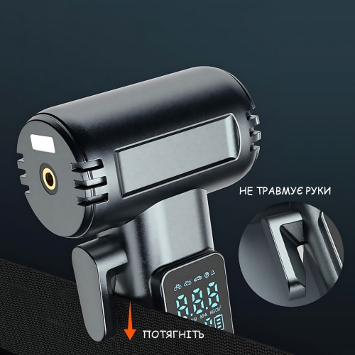 Аккумуляторный компрессор SW-201B 150 PSI 12V с цифровым дисплеем и Powerbank — портативный автомобильный насос для шин, вело