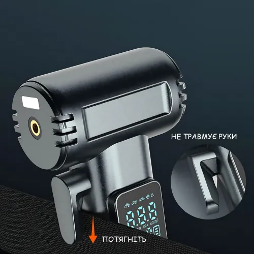Акумуляторний компресор SW-201B 150 PSI 12 V з цифровим дисплеєм і Powerbank — портативний автомобільний насос для шин, вело - фото 3