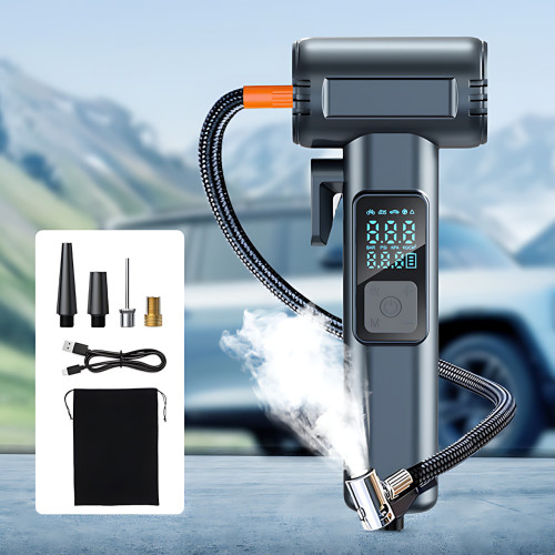 Аккумуляторный компрессор SW-201B 150 PSI 12V с цифровым дисплеем и Powerbank — портативный автомобильный насос для шин, вело - фото 6