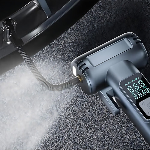 Аккумуляторный компрессор SW-201B 150 PSI 12V с цифровым дисплеем и Powerbank — портативный автомобильный насос для шин, вело - фото 8
