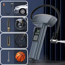 Портативний акумуляторний компресор SW-201 (7.4V, 20 л/хв, 150 PSI, 4000 мА·год) з цифровим дисплеєм і LED-підсвіткою
