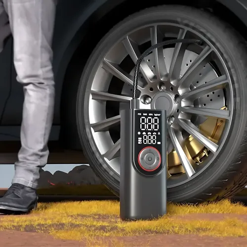 Портативний компресор ATJ-9566 (3×2000mAh, 80W, 3-150 PSI) з цифровим дисплеєм, LED-ліхтариком, Powerbank і набором насадок - фото 8