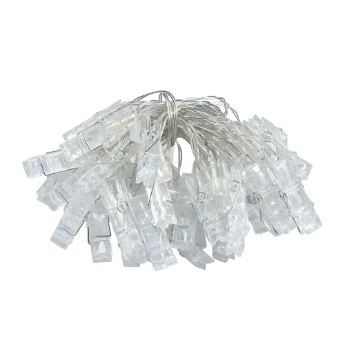 Гирлянда-прищепки LU999, 4.5 м, 20 LED, тёплый белый свет, USB/батарейки, для фото и декора, декоративная подсветка - фото 2