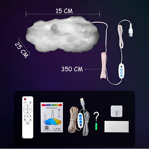 Світильник-обладнання DIY Cloud Atmosphere Light MA704, підвісний led-світильник з RGB-підсвіткою, пультом ду, Bluetooth - фото 9