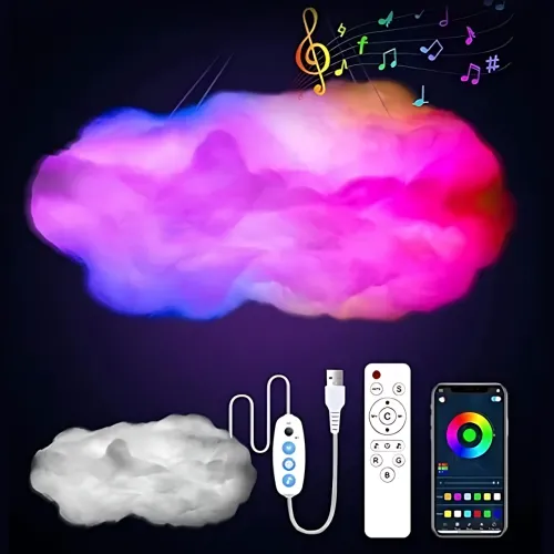 Светильник-облако DIY Cloud Atmosphere Light MA704, подвесной led-светильник с RGB подсветкой, пультом ду, Bluetooth - фото 2