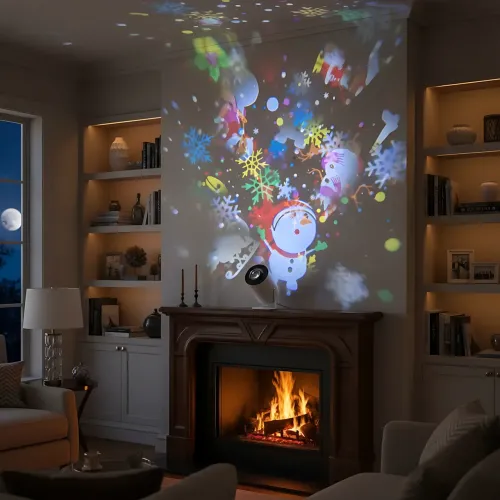 Дисколампа з візерунками AT-T10D, E27, LED, RGB, 360° обертання, лампа проєктор від мережі 220 В - фото 5