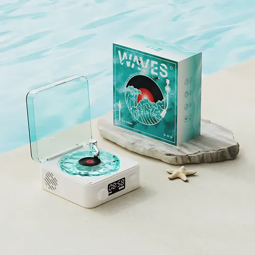 Bluetooth колонка-нічник Vinil Waves (zar88) з ефектом морської гладі, генератором білого шуму, годинником і ретродизайном + акб - фото 9