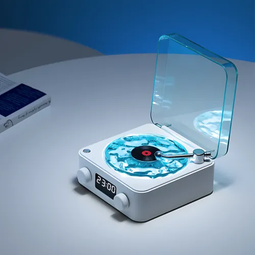 Bluetooth колонка-нічник Vinil Waves (zar88) з ефектом морської гладі, генератором білого шуму, годинником і ретродизайном + акб - фото 8