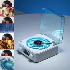 Bluetooth колонка-ночник Vinil Waves (zar88) с эффектом морской глади, генератором белого шума, часами и ретро дизайном + акб