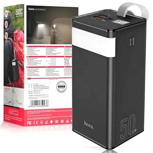 Power Bank Hoco J86A Powermaster 50000 mAh 22.5 W, павербанк з LED-дисплеєм, ліхтариком, швидким заряджанням PD20W/QC3.0, 2×USB, T - фото 10