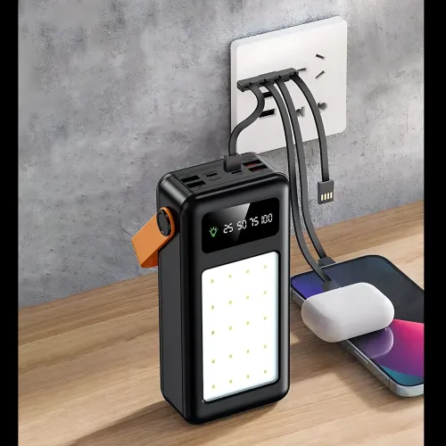 Power Bank 50000 mAh YM-643CX, зовнішній акум з ліхтариком, 4 USB, дисплей, універсальне заряджання, MicroUSB/Type-C/Lightning - фото 7