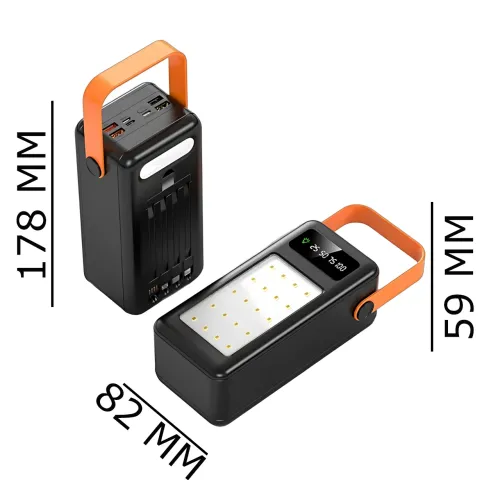 Power Bank 50000 mAh YM-643CX, зовнішній акум з ліхтариком, 4 USB, дисплей, універсальне заряджання, MicroUSB/Type-C/Lightning - фото 10