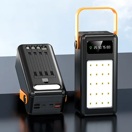 Power Bank 50000 mAh YM-643CX, зовнішній акум з ліхтариком, 4 USB, дисплей, універсальне заряджання, MicroUSB/Type-C/Lightning - фото 5