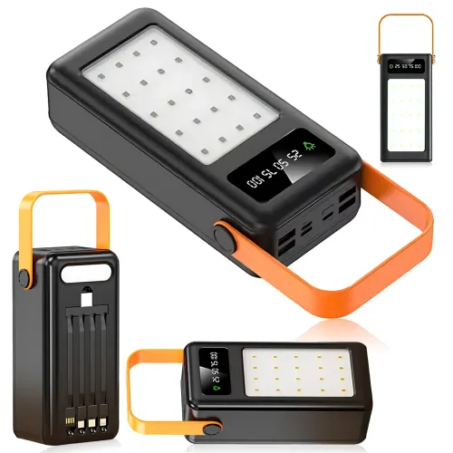Power Bank 50000 mAh YM-643CX, зовнішній акум з ліхтариком, 4 USB, дисплей, універсальне заряджання, MicroUSB/Type-C/Lightning