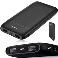 Повербанк Lenyes PX167 10000 mAh, зовнішній акумулятор, 2 USB, 5V/2.1A, LED-індикатор, Li-Ion акумулятор, чорний