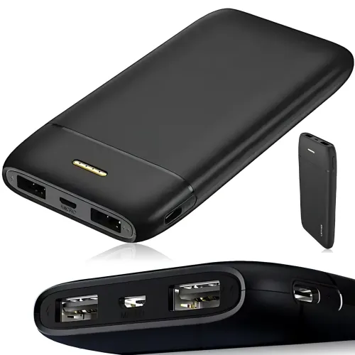Повербанк Lenyes PX167 10000 mAh, зовнішній акумулятор, 2 USB, 5V/2.1A, LED-індикатор, Li-Ion акумулятор, чорний