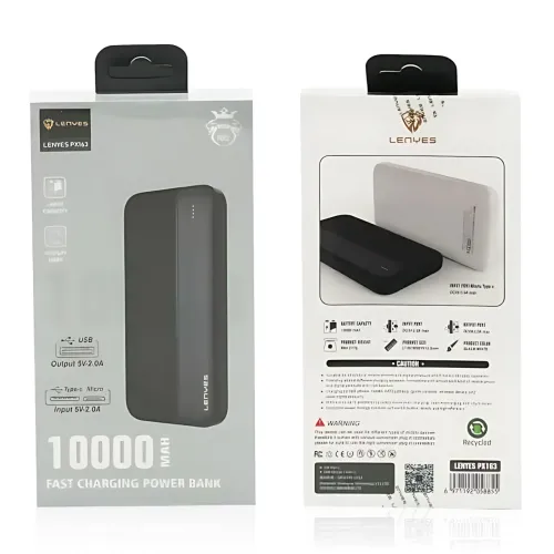 Power Bank LENYES PX163 10000 mAh з LED-індикацією, 2 USB, універсальною зарядкою - фото 8