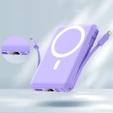 Power Bank Yiisonger KT-D011 10000 mAh, 22.5 Вт, магнітна, бездротова зарядка 15 Вт, вбудовані кабелі, цифровий дисплей, синій Фіо