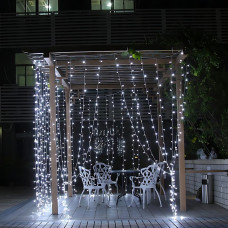 Гирлянда-штора XMAS 160 LED W-9, 2×2 м, холодный белый свет, медная проволока, ретро стиль, 220В, соединяемая, внутренняя