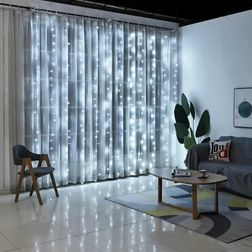 Гірлянда-штора XMAS 160 LED W-9, 2×2 м, холодне біле світло, мідний дріт, ретростиль, 220 В, з'єднується, внутрішня - фото 2