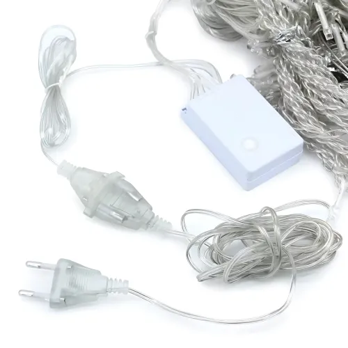 Гірлянда-штора XMAS 160 LED W-9, 2×2 м, холодне біле світло, мідний дріт, ретростиль, 220 В, з'єднується, внутрішня - фото 5