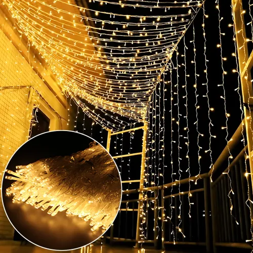 Гірлянда-штора XMAS 300 LED W-9, 3×3 м, тепле біле світло, мідний дріт, ретростиль, 220 В, з'єднується, внутрішня, водоспад