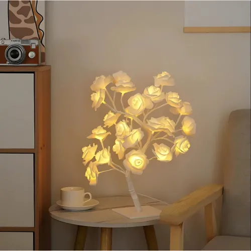 Настольная LED-лампа «Дерево Белая Роза» NNG-04 — 24 LED, теплый свет, гибкие ветви, металл, 220V, 50.8×26 см - фото 4