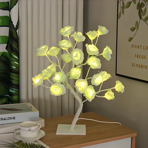 Настольная LED-лампа «Дерево Белая Роза» NNG-04 — 24 LED, теплый свет, гибкие ветви, металл, 220V, 50.8×26 см - фото 5