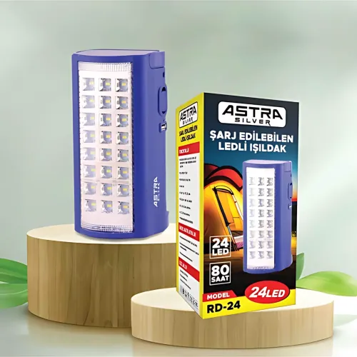 Акумуляторний світлодіодний ліхтар Astra Silver RD-24, 24 LED, 80 Вт, 6V/4000 mAh, USB, SOLAR, 220 В, синій - фото 10