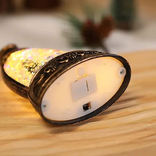 Рождественский ночник-фонарь «Снежная лампа» 14×8,5 см с LED-подсветкой, блестками и рождественскими фигурками Елочка - фото 3