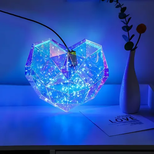 Ночник 3D Сердце ART-0633 с голографическим эффектом, Multi-подсветкой, кнопкой включения, питанием от AAA и USB - фото 5