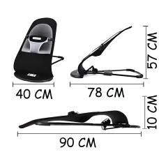 Дитяче крісло-шезлонг Baby Recliner Chair MA294, крісло-гойдалка з 3 рівнями нахилу, від народження до 2 років, чорний