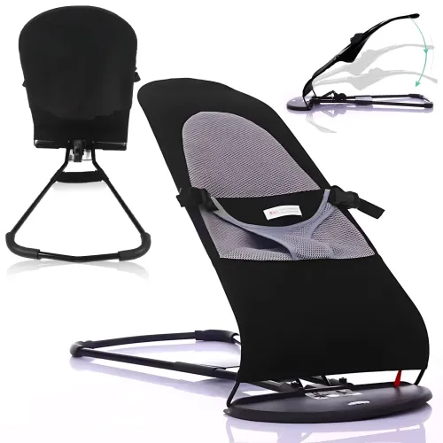 Дитяче крісло-шезлонг Baby Recliner Chair MA294, крісло-гойдалка з 3 рівнями нахилу, від народження до 2 років, чорний