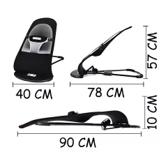 Дитяче крісло-шезлонг Baby Recliner Chair MA294, крісло-гойдалка з 3 рівнями нахилу, від народження до 2 років, чорний