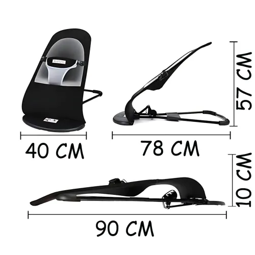 Дитяче крісло-шезлонг Baby Recliner Chair MA294, крісло-гойдалка з 3 рівнями нахилу, від народження до 2 років, чорний - фото 7