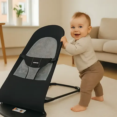 Дитяче крісло-шезлонг Baby Recliner Chair MA294, крісло-гойдалка з 3 рівнями нахилу, від народження до 2 років, чорний - фото 9