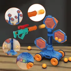 Детский тир (801-8): игрушечный пистолет с мягкими пулями + мобильная мишень, свет/звук, от 3 лет