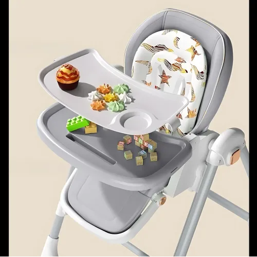 Стільчик для годування BabyChair Z901 2-в-1: шезлонг, 4 положення спинки, 5 рівнів висоти, колеса, знімний стіл - фото 2
