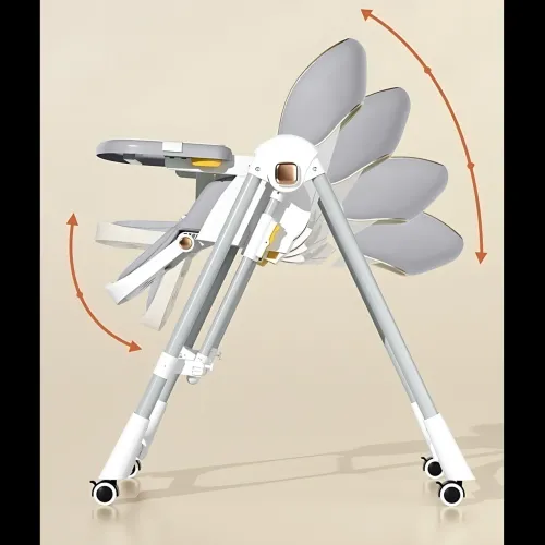 Стільчик для годування BabyChair Z901 2-в-1: шезлонг, 4 положення спинки, 5 рівнів висоти, колеса, знімний стіл - фото 4