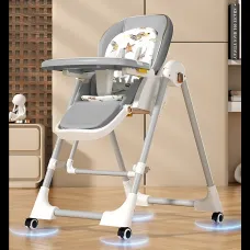 Стільчик для годування BabyChair Z901 2-в-1: шезлонг, 4 положення спинки, 5 рівнів висоти, колеса, знімний стіл