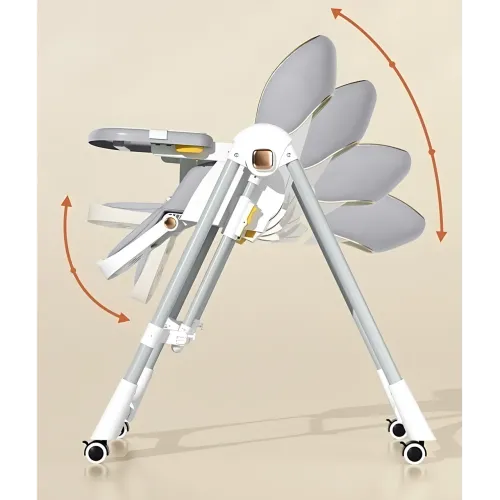 Стульчик для кормления BabyChair Z901 2-в-1: шезлонг, 4 положения спинки, 5 уровней высоты, колёса, съёмный стол - фото 4
