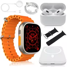 Подарунковий набір 4-в-1: годинник Smart Watch RM22, бездротові навушники Air Pro + бездротовий Power Bank 5000 мА·год + 2 ремінці