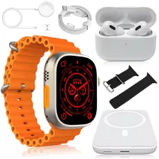 Подарунковий набір 4-в-1: годинник Smart Watch RM22, бездротові навушники Air Pro + бездротовий Power Bank 5000 мА·год + 2 ремінці
