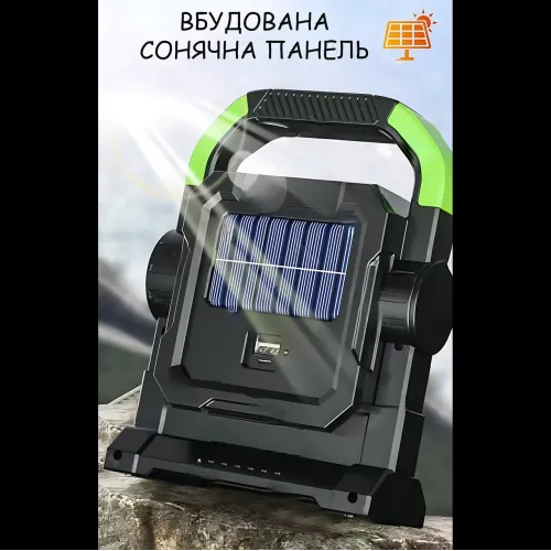 Ліхтарик HC-7078B із сонячною панеллю 20W, COB+LED, 3000 лм, акумулятор 2500 мА·год, Power Bank, USB, IP44, кемпінговий - фото 7