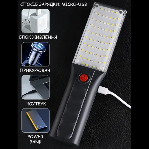 Ліхтарик світлодіодний TORCH ZJ-1258 з магнітом і гаком, 1000 лм, COB LED, USB-зарядка, 5 режимів, вбудований акумулятор, чорний - фото 7