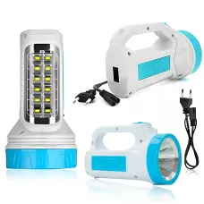 Фонарик аккумуляторный TORCH SG-1983, 800 лм, 2 режима, COB + SMD LED, 1200 мАч, 220V, боковая лампа, индикатор заряда Белый с голубым